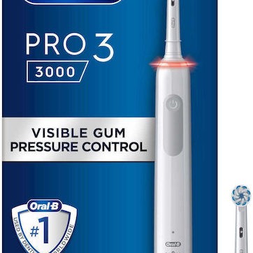 Oral-B Pro 3 3000 Ηλεκτρική Οδοντόβουρτσα με Χρονομετρητή και Αισθητήρα Πίεσης Λευκή