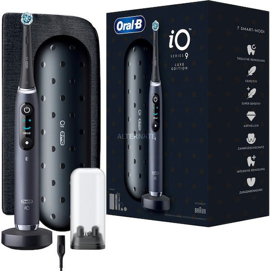Oral-B iO Series 9 Ηλεκτρική Οδοντόβουρτσα με Χρονομετρητή, Αισθητήρα Πίεσης και Θήκη Ταξιδίου Luxe Edition Black Onyx