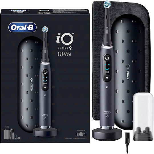 Oral-B iO Series 9 Ηλεκτρική Οδοντόβουρτσα με Χρονομετρητή, Αισθητήρα Πίεσης και Θήκη Ταξιδίου Luxe Edition Black Onyx