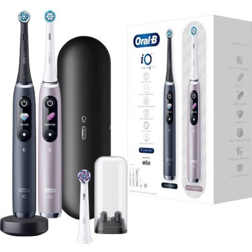 Oral-B iO Series 9 Duo Ηλεκτρική Οδοντόβουρτσα με Χρονομετρητή, Αισθητήρα Πίεσης και Θήκη Ταξιδίου Black Onyx / Rose Quartz