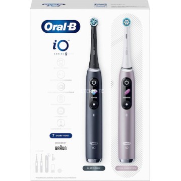 Oral-B iO Series 9 Duo Ηλεκτρική Οδοντόβουρτσα με Χρονομετρητή, Αισθητήρα Πίεσης και Θήκη Ταξιδίου Black Onyx / Rose Quartz