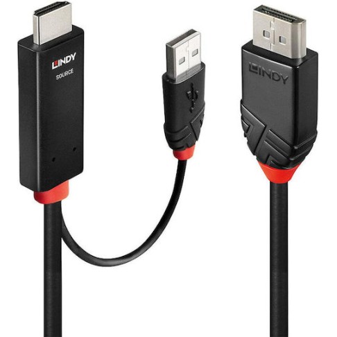 Lindy Cable DisplayPort male - HDMI male 1m Μαύρο (41498)