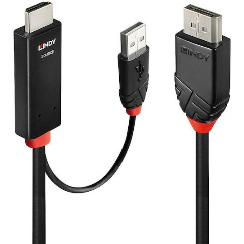 Lindy Cable DisplayPort male - HDMI male 2m Μαύρο (41499)