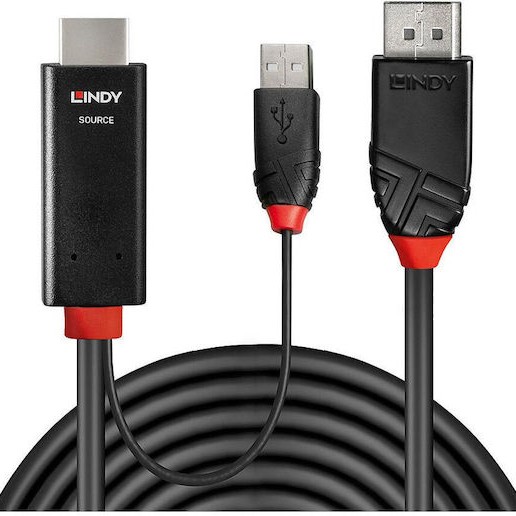 Lindy Cable DisplayPort male - HDMI male 3m Μαύρο (41500)