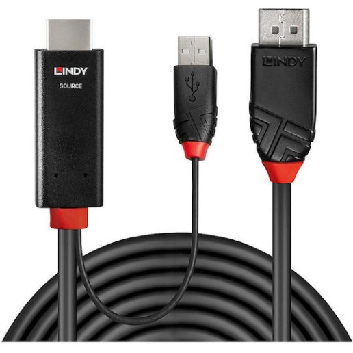 Lindy Cable DisplayPort male - HDMI male 3m Μαύρο (41500)