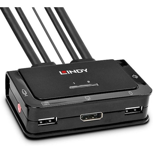 Lindy KVM Switch DisplayPort 1.2 USB 2.0 Audio
