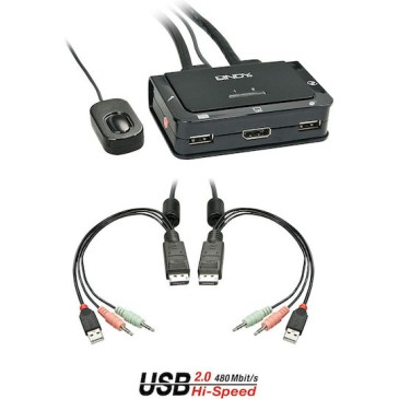 Lindy KVM Switch DisplayPort 1.2 USB 2.0 Audio
