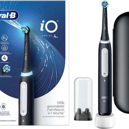 Oral-B iO Series 4 Ηλεκτρική Οδοντόβουρτσα με Χρονομετρητή, Αισθητήρα Πίεσης και Θήκη Ταξιδίου Matt Black