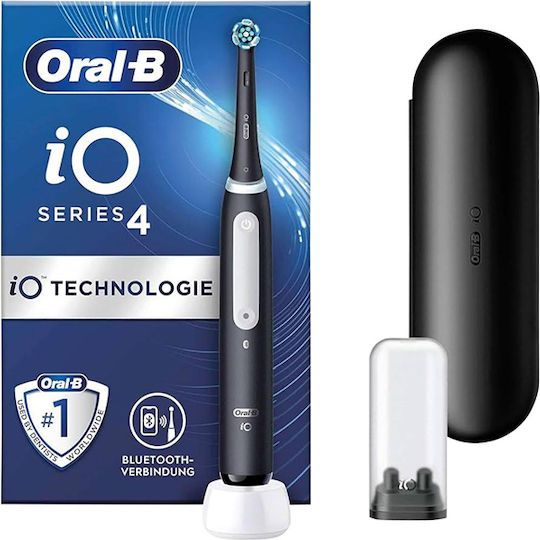 Oral-B iO Series 4 Ηλεκτρική Οδοντόβουρτσα με Χρονομετρητή, Αισθητήρα Πίεσης και Θήκη Ταξιδίου Matt Black