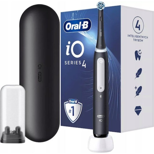 Oral-B iO Series 4 Ηλεκτρική Οδοντόβουρτσα με Χρονομετρητή, Αισθητήρα Πίεσης και Θήκη Ταξιδίου Matt Black
