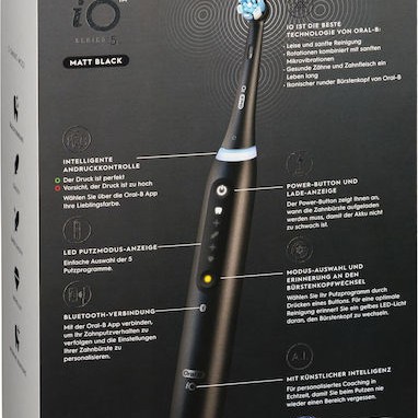 Oral-B iO Series 5 Ηλεκτρική Οδοντόβουρτσα με Αισθητήρα Πίεσης και Θήκη Ταξιδίου Matt Black