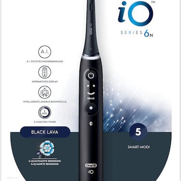Oral-B iO Series 6N Ηλεκτρική Οδοντόβουρτσα με Χρονομετρητή, Αισθητήρα Πίεσης και Θήκη Ταξιδίου Black Lava