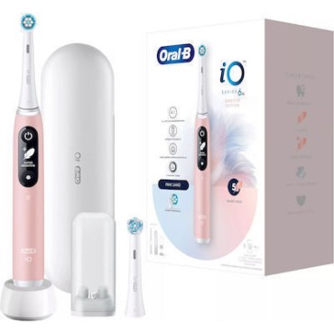 Oral-B IO Series 6 Ηλεκτρική Οδοντόβουρτσα με Χρονομετρητή, Αισθητήρα Πίεσης και Θήκη Ταξιδίου Pink Sand