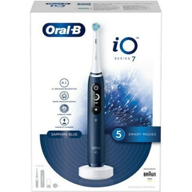 Oral-B iO Series 7N Ηλεκτρική Οδοντόβουρτσα με Χρονομετρητή, Αισθητήρα Πίεσης και Θήκη Ταξιδίου Sapphire Blue