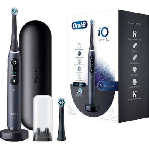 Oral-B iO Series 8N Ηλεκτρική Οδοντόβουρτσα με Χρονομετρητή, Αισθητήρα Πίεσης και Θήκη Ταξιδίου Black Onyx