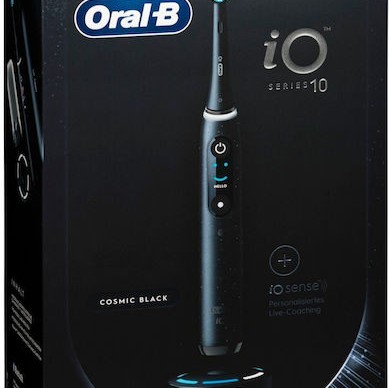 Oral-B iO Series 10 Ηλεκτρική Οδοντόβουρτσα Μπαταρίας με Χρονομετρητή, Αισθητήρα Πίεσης και Θήκη Ταξιδίου Μαύρη