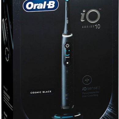 Oral-B iO Series 10 Ηλεκτρική Οδοντόβουρτσα Μπαταρίας με Χρονομετρητή, Αισθητήρα Πίεσης και Θήκη Ταξιδίου Μαύρη