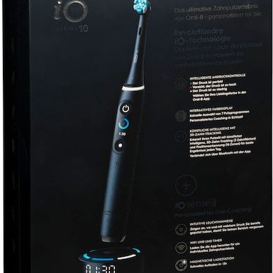 Oral-B iO Series 10 Ηλεκτρική Οδοντόβουρτσα Μπαταρίας με Χρονομετρητή, Αισθητήρα Πίεσης και Θήκη Ταξιδίου Μαύρη