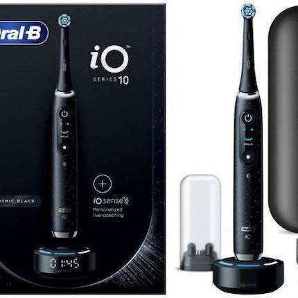 Oral-B iO Series 10 Ηλεκτρική Οδοντόβουρτσα Μπαταρίας με Χρονομετρητή, Αισθητήρα Πίεσης και Θήκη Ταξιδίου Μαύρη