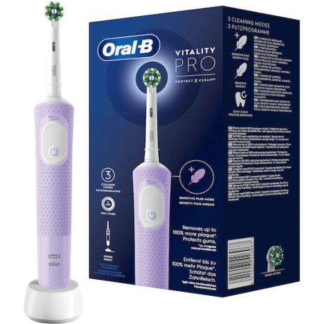 Oral-B Vitality Pro Protect X Clean Ηλεκτρική Οδοντόβουρτσα με Χρονομετρητή Lilac Violet