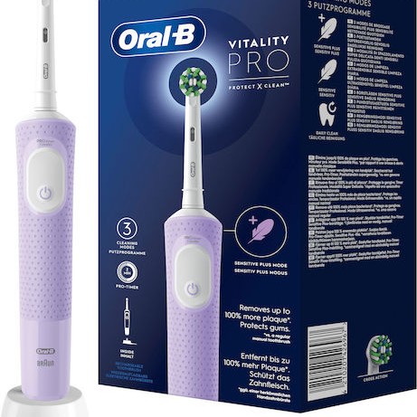 Oral-B Vitality Pro Protect X Clean Ηλεκτρική Οδοντόβουρτσα με Χρονομετρητή Lilac Violet