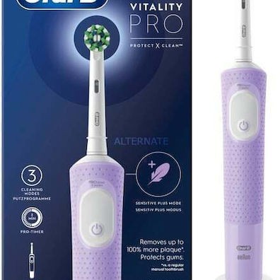 Oral-B Vitality Pro Protect X Clean Ηλεκτρική Οδοντόβουρτσα με Χρονομετρητή Lilac Violet