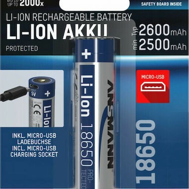 Ansmann Επαναφορτιζόμενη Μπαταρία 18650 Li-ion 3400mAh 3.6V 1τμχ