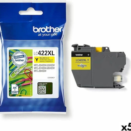 Brother LC422XL Γνήσιο Πακέτο 5 Μελανιών Εκτυπωτή InkJet Κίτρινο