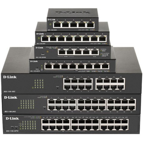 D-Link DGS-1100-10MPV2 Managed L2 PoE+ Switch με 8 Θύρες Gigabit (1Gbps) Ethernet και 2 SFP Θύρες