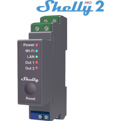 Shelly PRO 2 Ρελέ Ράγας Ισχύος 16A με Τάση 230V