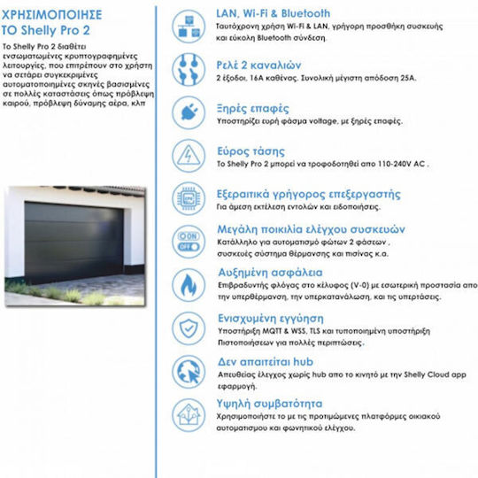 Shelly PRO 2 Ρελέ Ράγας Ισχύος 16A με Τάση 230V