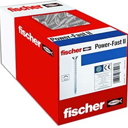 Fischer 200 X Chipboard Screws Power-fast Ii 5.0 X 30 Pan Head With Phillips Fully Threaded Galvanised Blue Passivated (item No. 670445)
