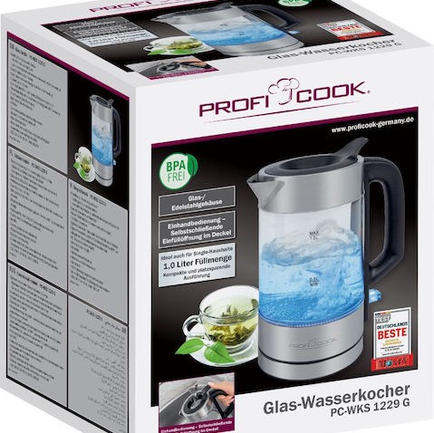 Profi Cook PC-WKS 1229 G Βραστήρας 1lt 1600W Ασημί