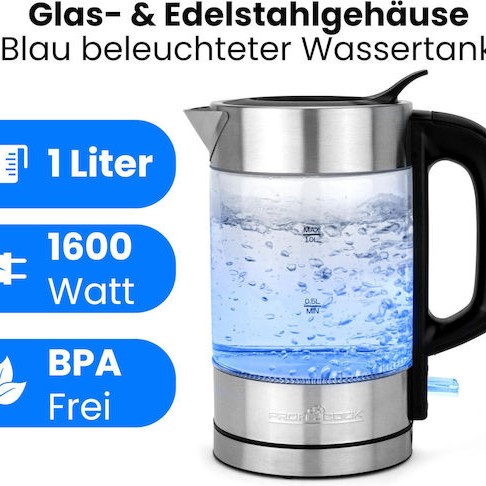 Profi Cook PC-WKS 1229 G Βραστήρας 1lt 1600W Ασημί