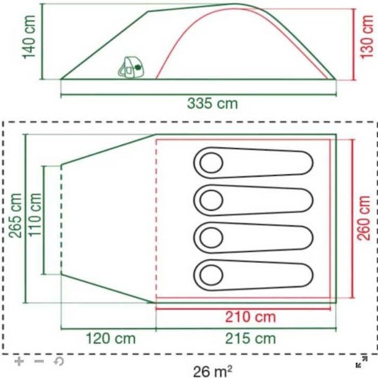Coleman Darwin 4 Plus Σκηνή Camping Igloo Πράσινη 4 Εποχών για 4 Άτομα 340x280x140εκ.