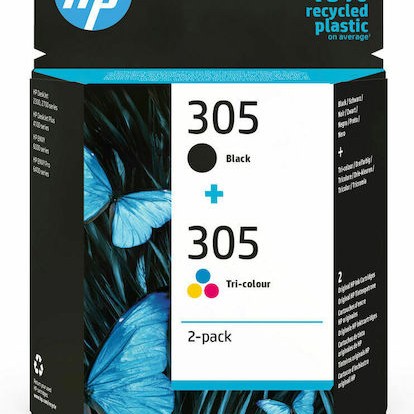 HP 305 Γνήσιο Πακέτο 2 Μελανιών Εκτυπωτή InkJet Πολλαπλό (Color) / Μαύρο (6ZD17AE)