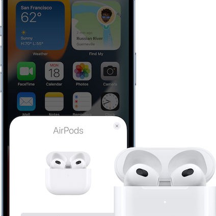 Apple AirPods (3rd generation) with Lightning Charging Case Earbud Bluetooth Handsfree Ακουστικά με Αντοχή στον Ιδρώτα και Θήκη Φόρτισης Λευκά