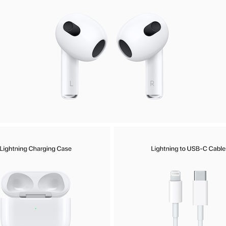 Apple AirPods (3rd generation) with Lightning Charging Case Earbud Bluetooth Handsfree Ακουστικά με Αντοχή στον Ιδρώτα και Θήκη Φόρτισης Λευκά