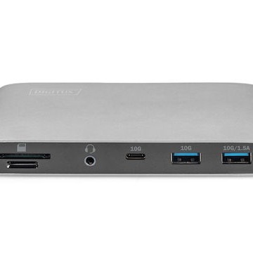 Digitus Thunderbolt 3 Docking Station με DisplayPort 4K PD Ethernet και συνδεση 2 Οθονών Γκρι (DA-70895)