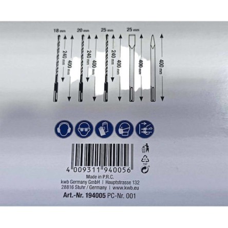 KWB Σετ 5 Διαμαντοτρύπανα με SDS Max Στέλεχος για Δομικά Υλικά