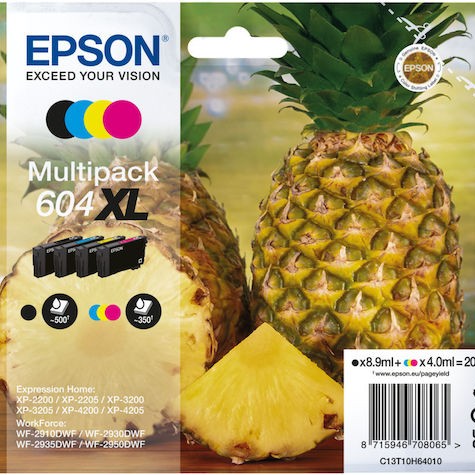 Epson 604XL Γνήσιο Πακέτο 4 Μελανιών Εκτυπωτή InkJet Κίτρινο / Κυανό / Ματζέντα / Μαύρο (C13T10H64510)