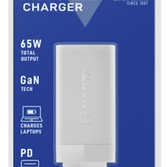 Varta Φορτιστής Χωρίς Καλώδιο GaN με Θύρα USB-A και 2 Θύρες USB-C 65W Λευκός (57956 101 401)