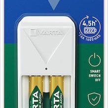 Varta Φορτιστής 2 Μπαταριών Ni-MH Μεγέθους AA/AAA σε Λευκό χρώμα