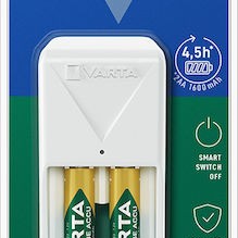 Varta Φορτιστής 2 Μπαταριών Ni-MH Μεγέθους AA/AAA σε Λευκό χρώμα