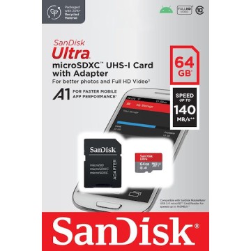 Sandisk Ultra microSDXC 64GB Class 10 U1 A1 UHS-I 140MB/s