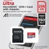 Sandisk Ultra microSDXC 256GB Class 10 U1 A1 UHS-I με αντάπτορα 150MB/s
