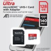 Sandisk Ultra microSDXC 128GB Class 10 U1 A1 UHS-I με αντάπτορα 140MB/s