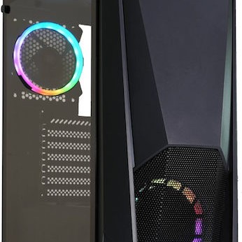 Xilence XG141 Gaming Midi Tower Κουτί Υπολογιστή με Πλαϊνό Παράθυρο και RGB Φωτισμό Μαύρο