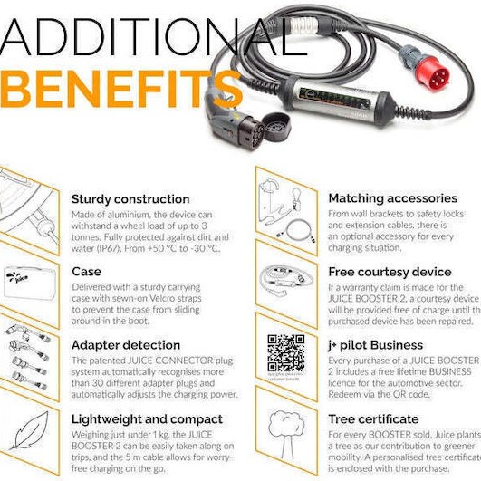 Juice Technology Juice Booster 2 Traveller Plus Φορητός Σταθμός Φόρτισης 22kW με Ενσωματωμένο Καλώδιο Type 2 (EL-JB2EVE2)