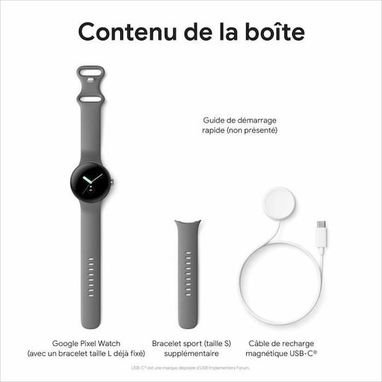 Google Pixel Watch LTE Stainless Steel 41mm με eSIM και Παλμογράφο (Polished Silver case/Charcoal Active band)